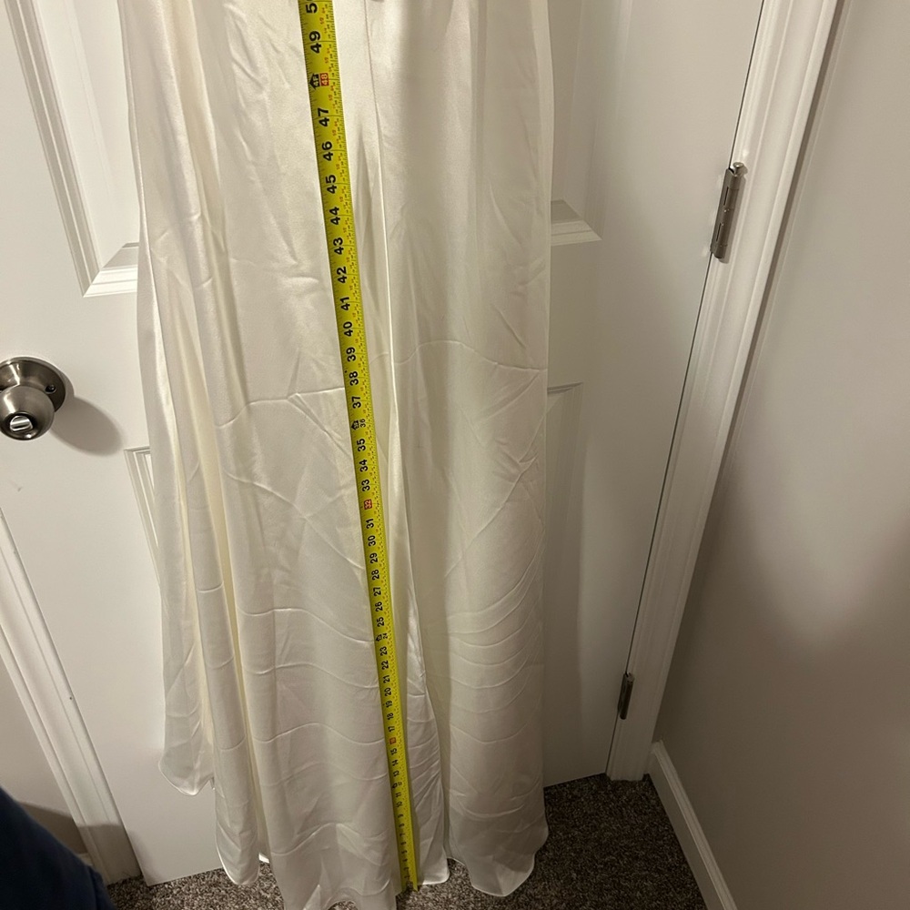 Watters 2-Piece Ivory Off-Shoulder Satin Dress - Picture 7 of 16